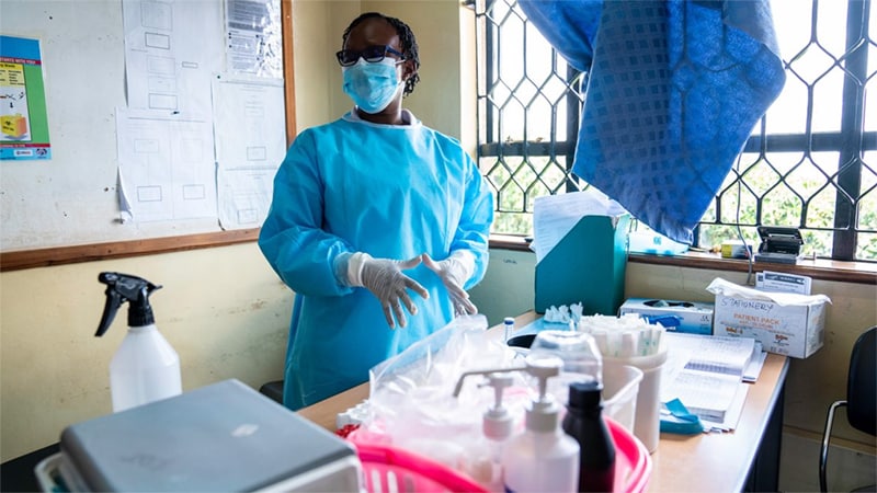 woman at vaccine location