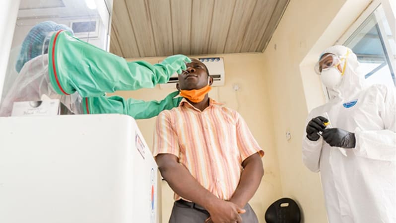 man getting his nose swabbed