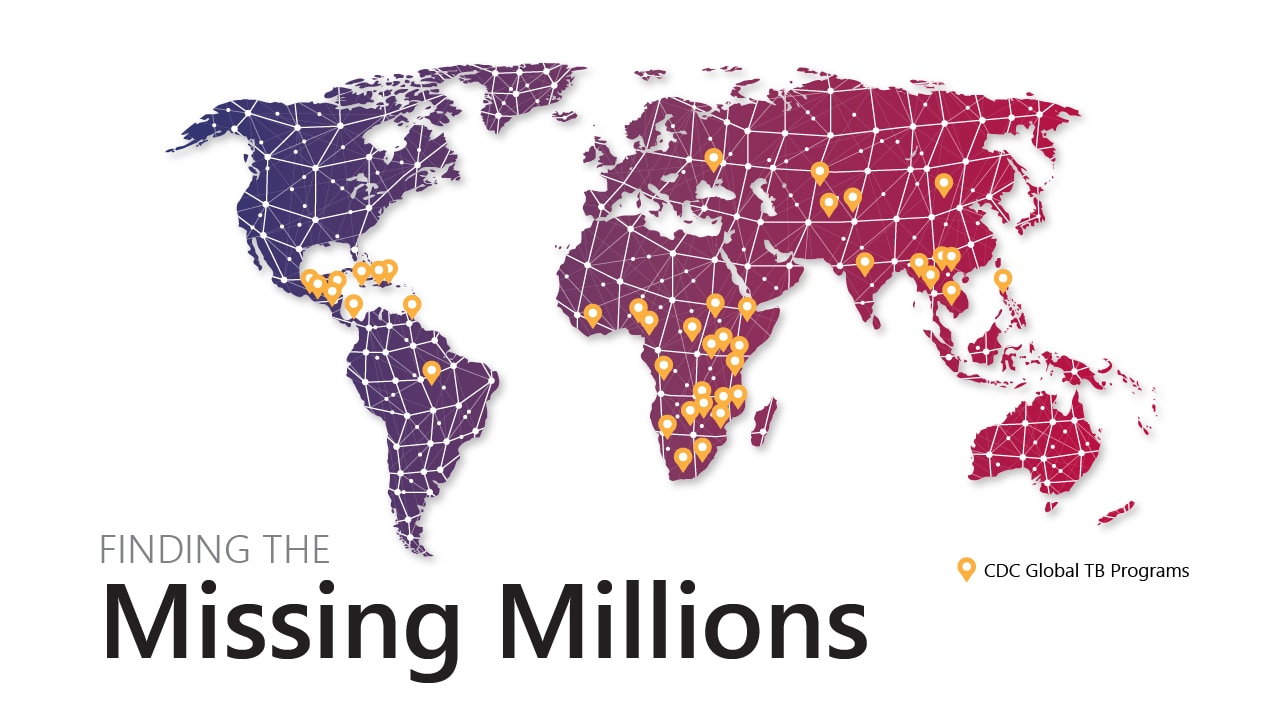 Map of the countries where CDC and partners work on TB prevention