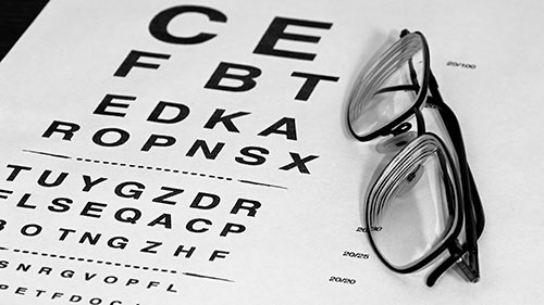 Eye chart with glasses