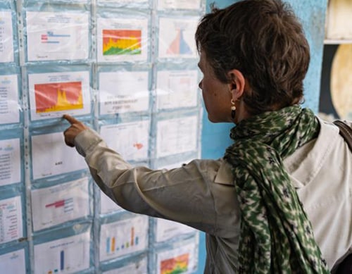 woman looking at epidemiology data