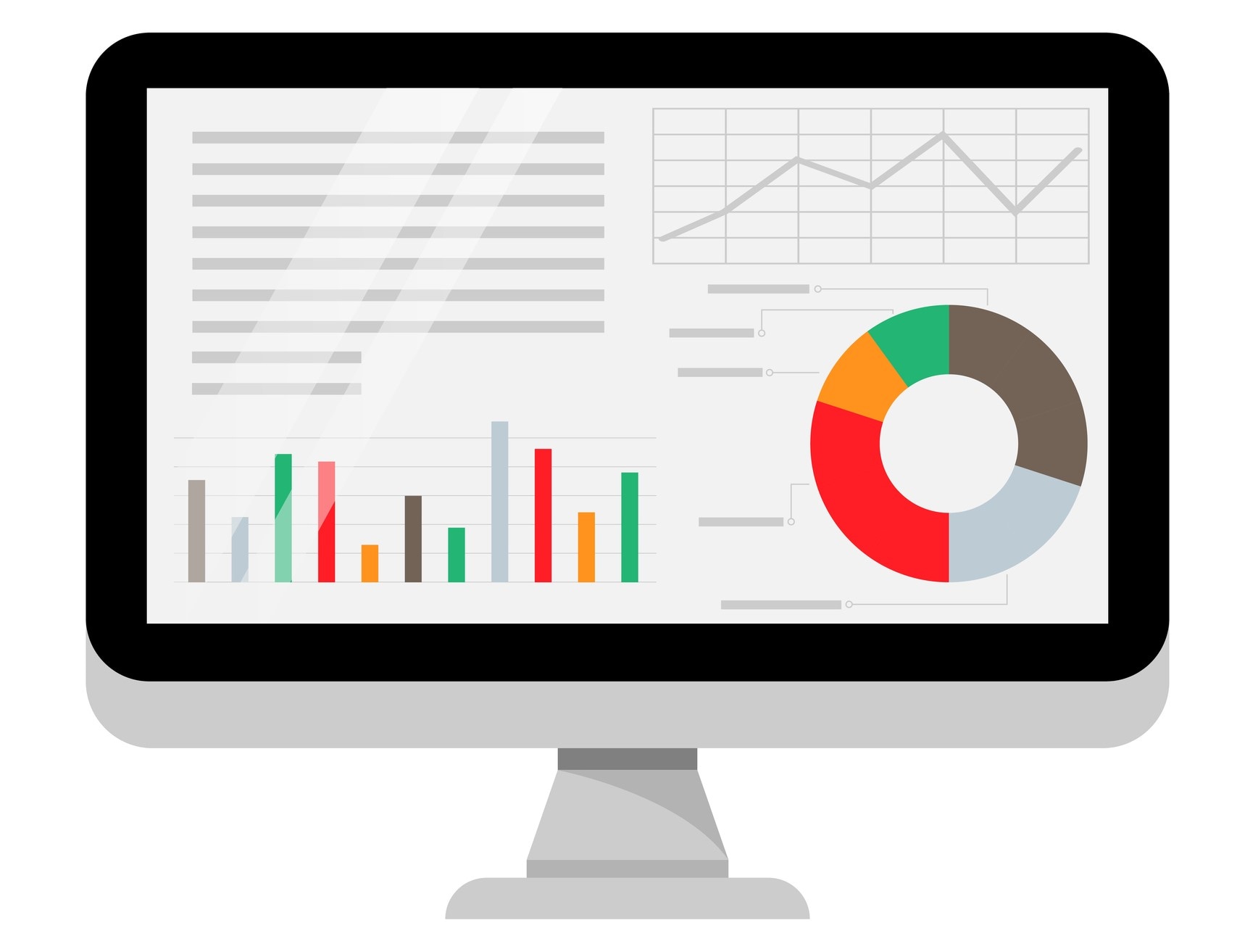 Coputer screen of charts and figures