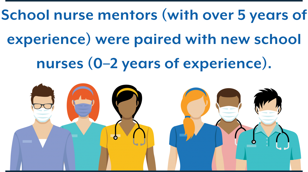 School nurse mentors (with over 5 years of  experience) were paired with new school  nurses (0–2 years of experience).