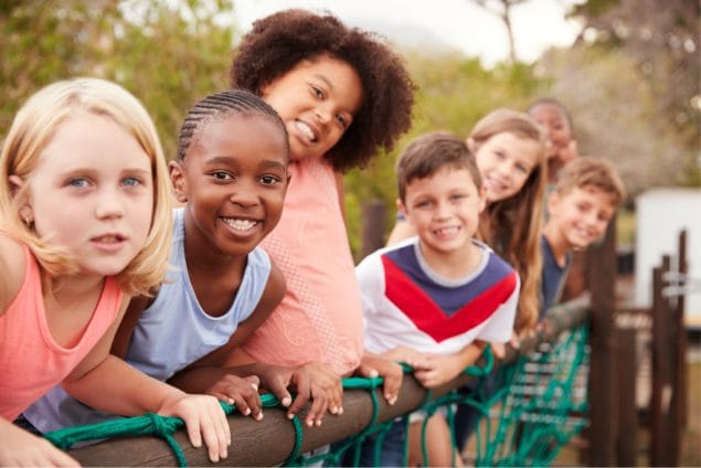 children on bridge