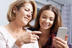 A mother and daughter discussing a health issue