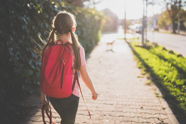 Girl walking to school