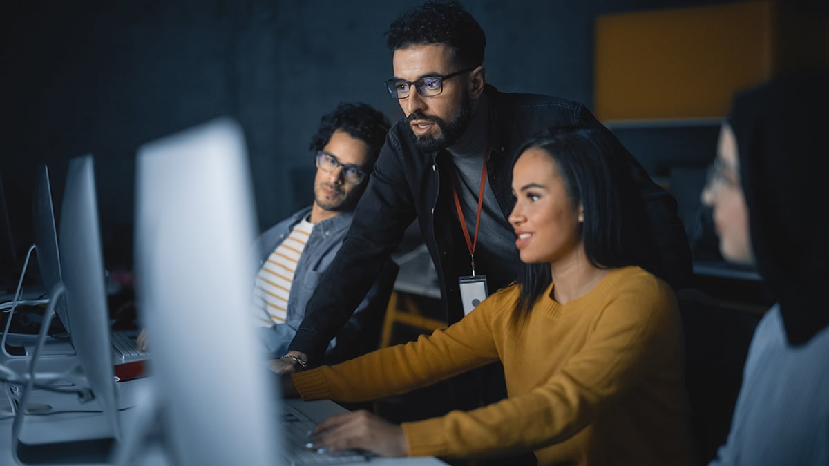 Group working together on a data system