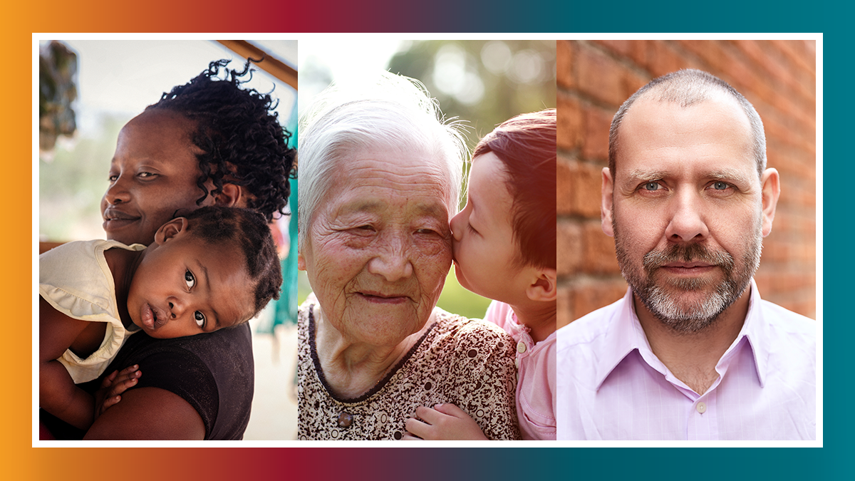 Triptych of three groups of individuals affected by hepatitis worldwide