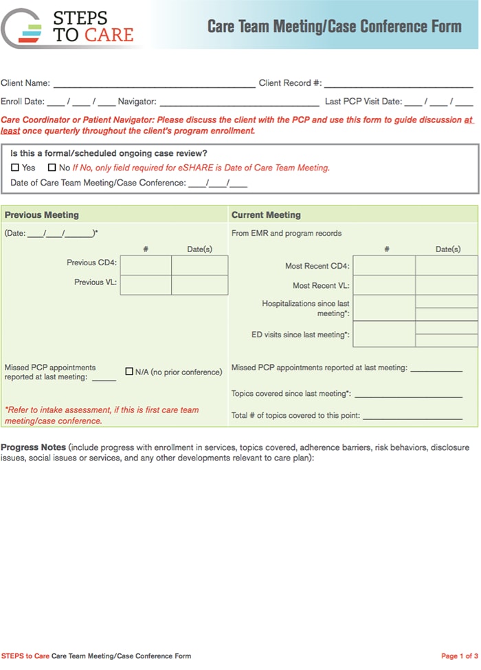 Care Team Meeting Form