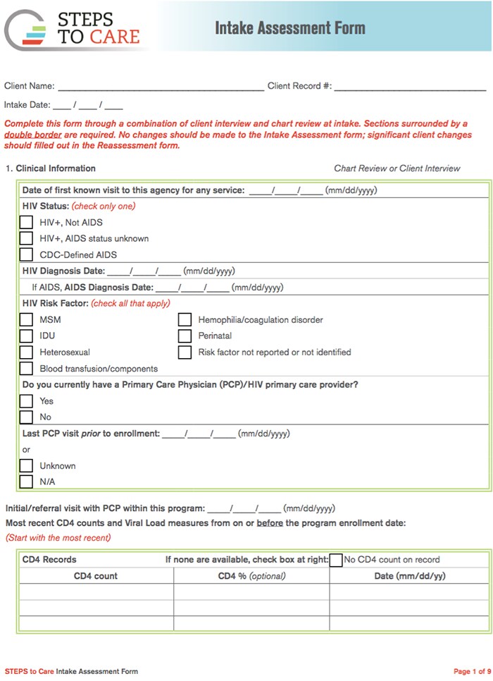 Intake Assessment Form