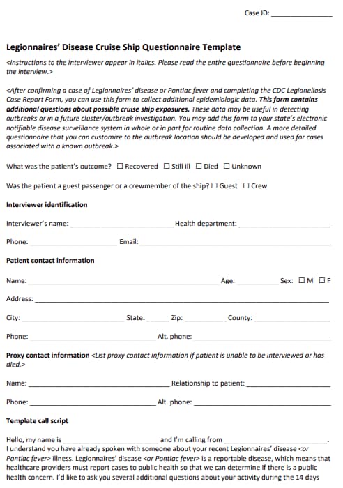 Image of the cruise ship questionnaire template.