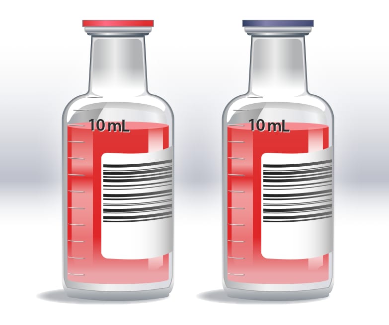 A single-set collection with one aerobic and one anaerobic bottle, each with 10 mL of blood for a total volume of 20 mL.