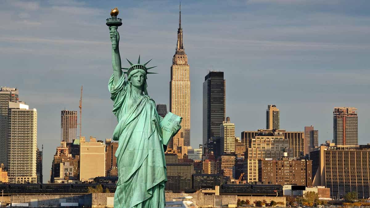 New York City landscape with Statue of Liberty