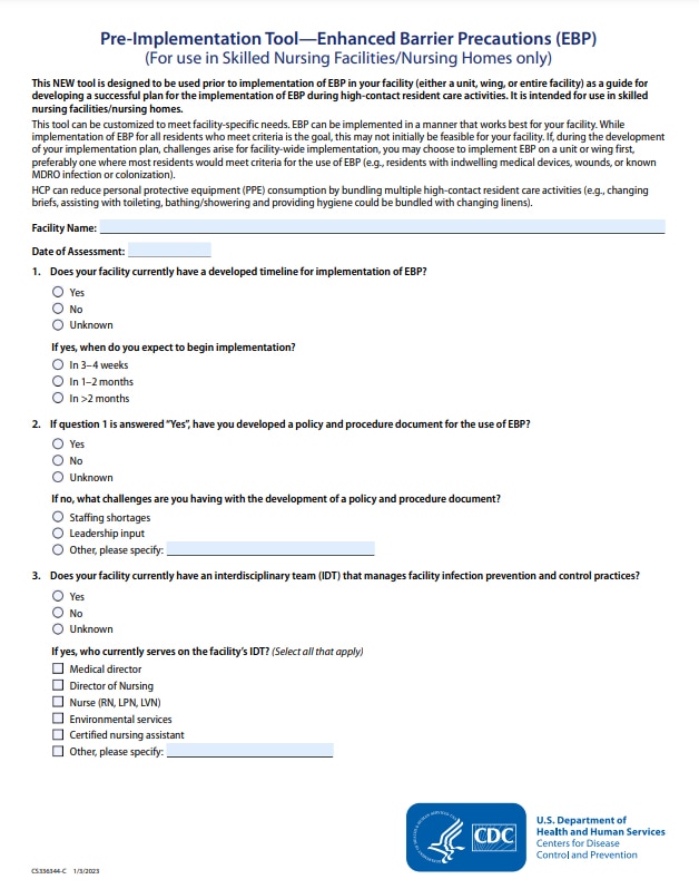 Enhanced Barrier Precautions Pre-Implementation Tool Thumb Image