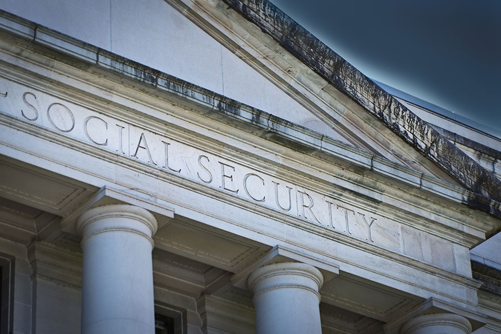 Government Social Security Building with  column or pillar architecture.