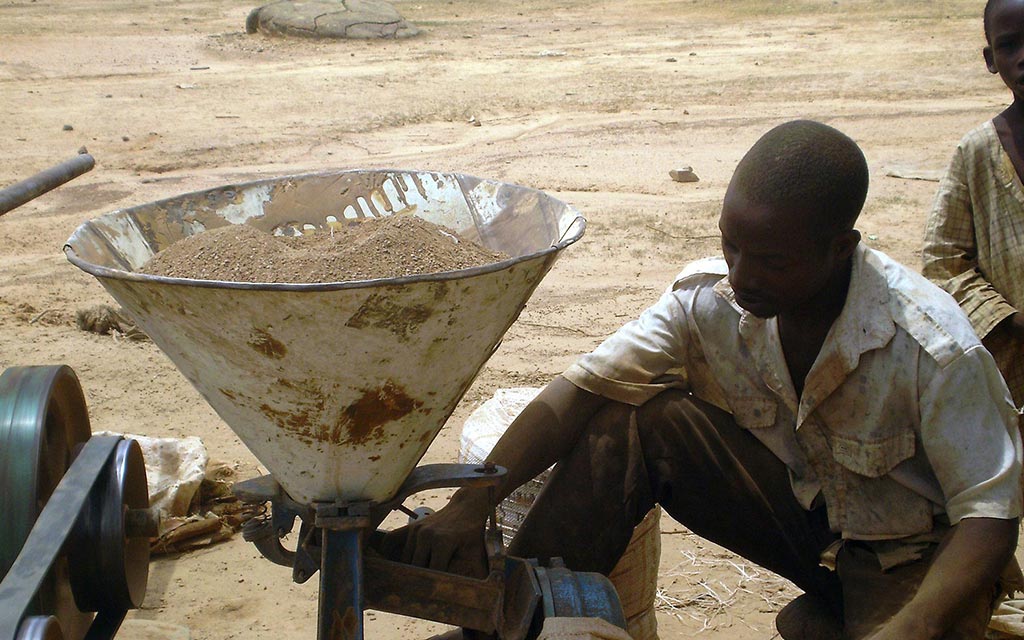 The rocks being ground into an easily-consumable powder.