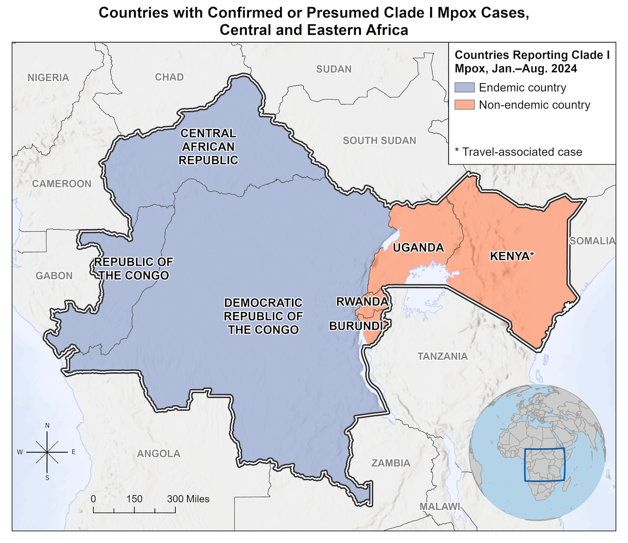 Map of affected clade I countries