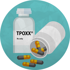 Bottle of oral TPOXX