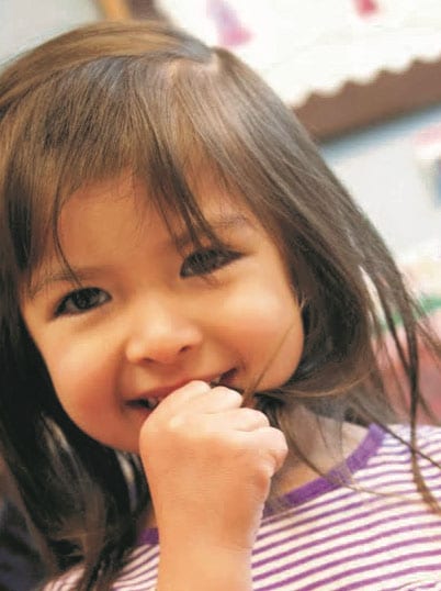 3-year old girl, smiling