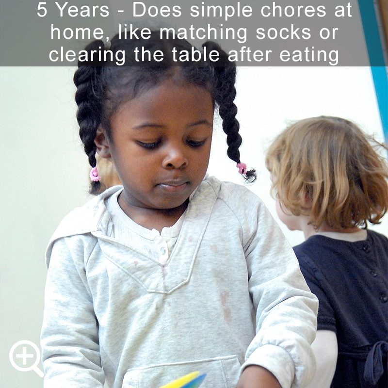 Does simple chores at home, like matching socks or clearing the table after eating