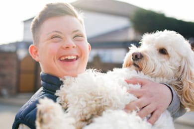 Disabled child with dog