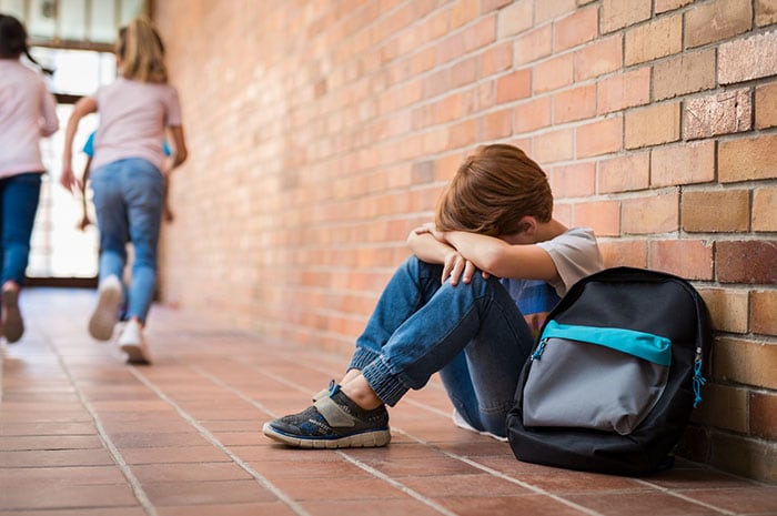 An upset child at school