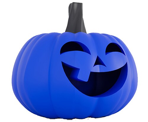 A purple Jack-o'-lantern