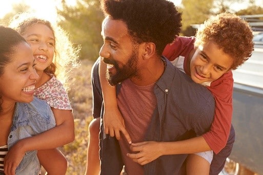 A family enjoying a summer afternoon