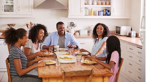 A family together at the dinner table