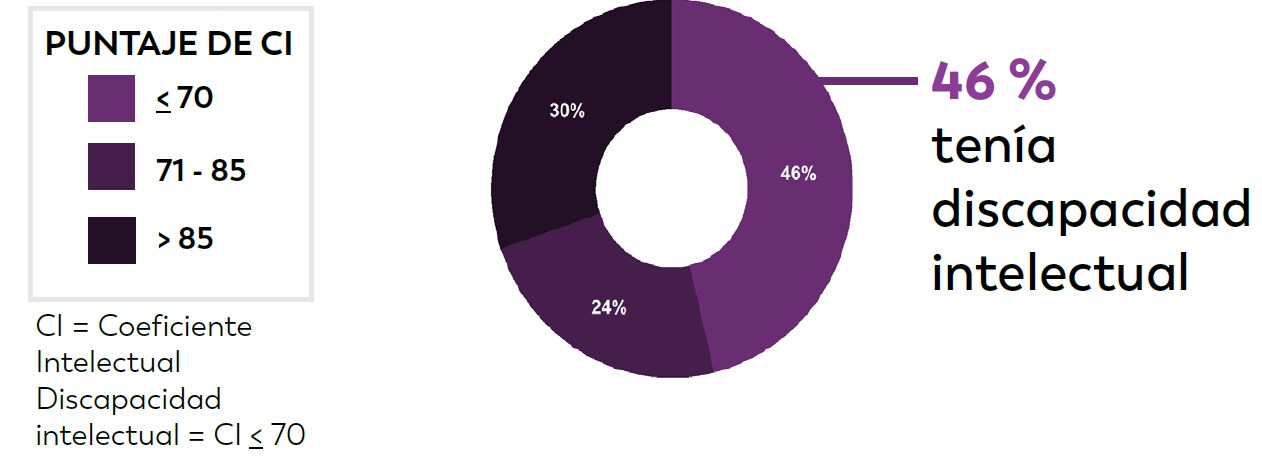 Se conocían los datos de coeficiente intelectual (CI) del 72 % de los niños de 8 años con TEA identificados.