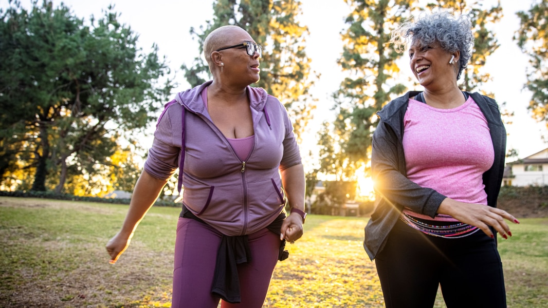 Two women walking