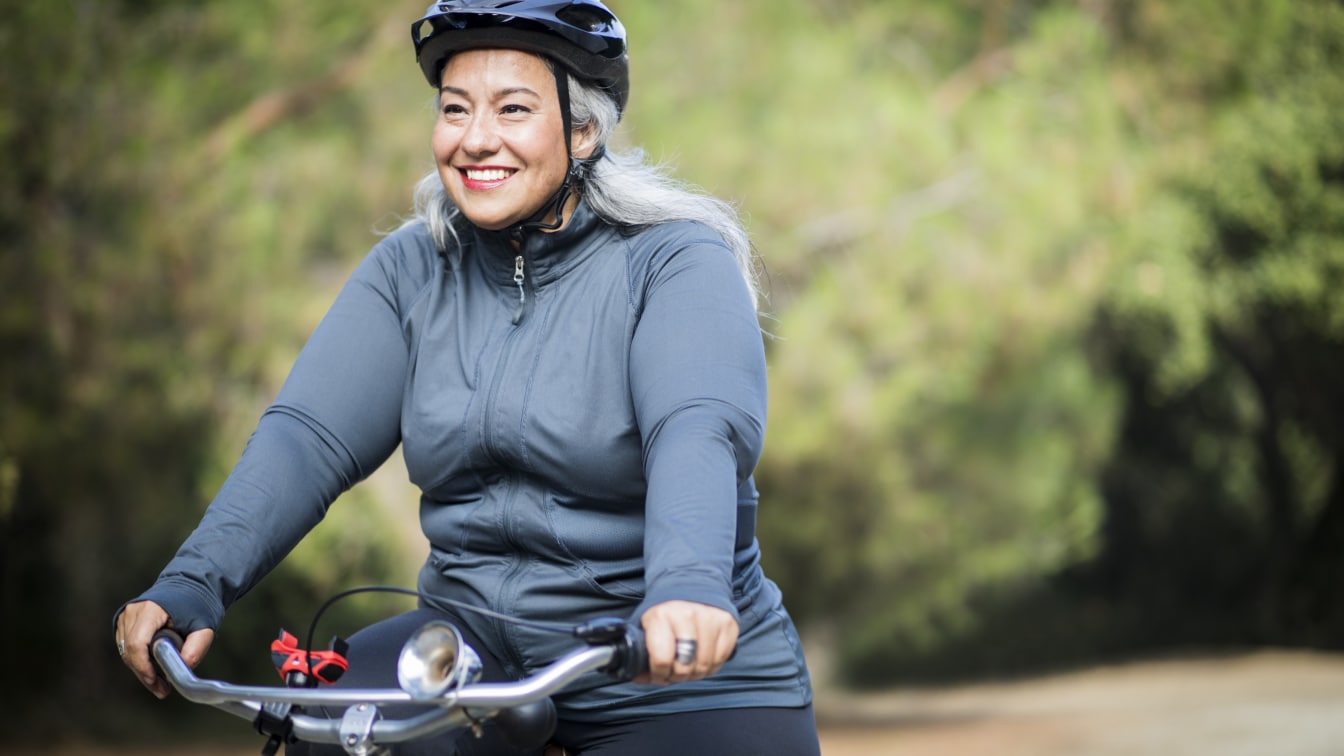 woman riding bike