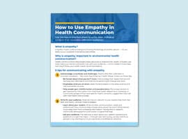 Cover page of How to Use Empathy in Health Communication fact sheet.