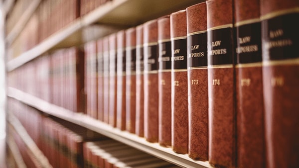 Law books on a shelf