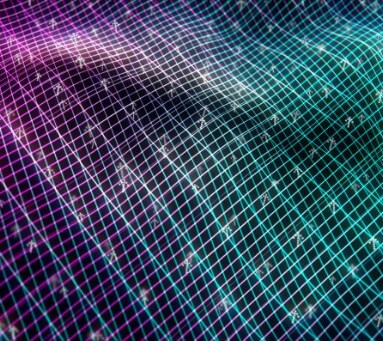 abstract image of purple and teal lines