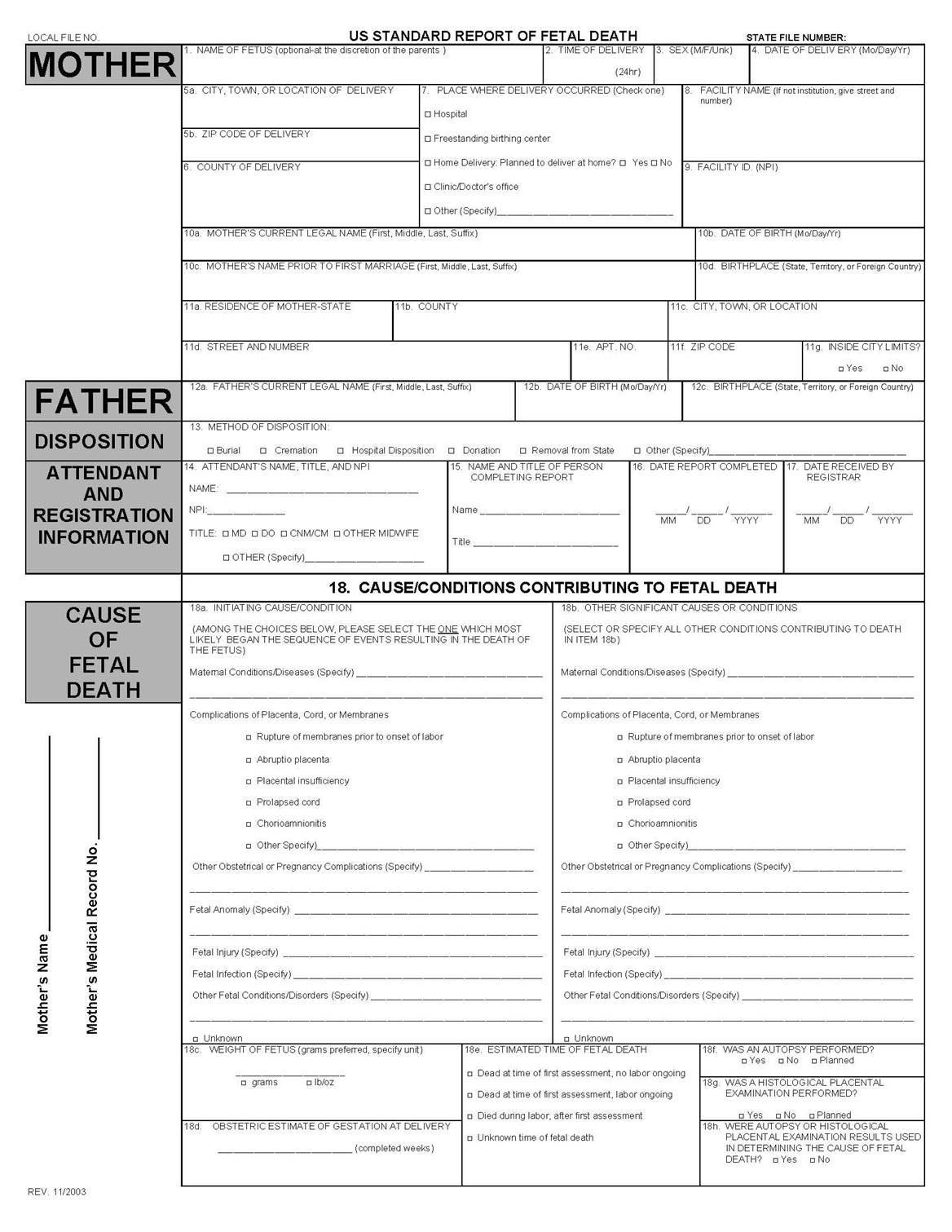 Image of fetal death form