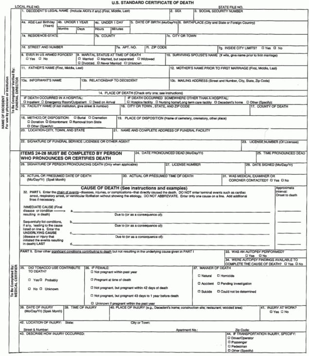 Image of death certificate