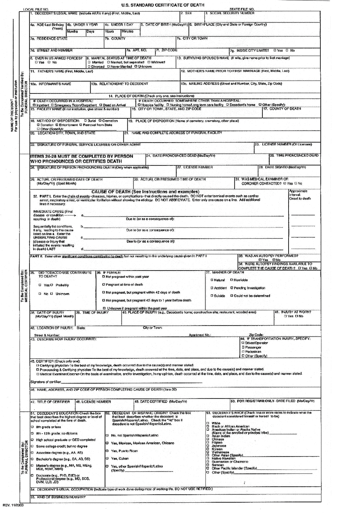 Image of death certificate