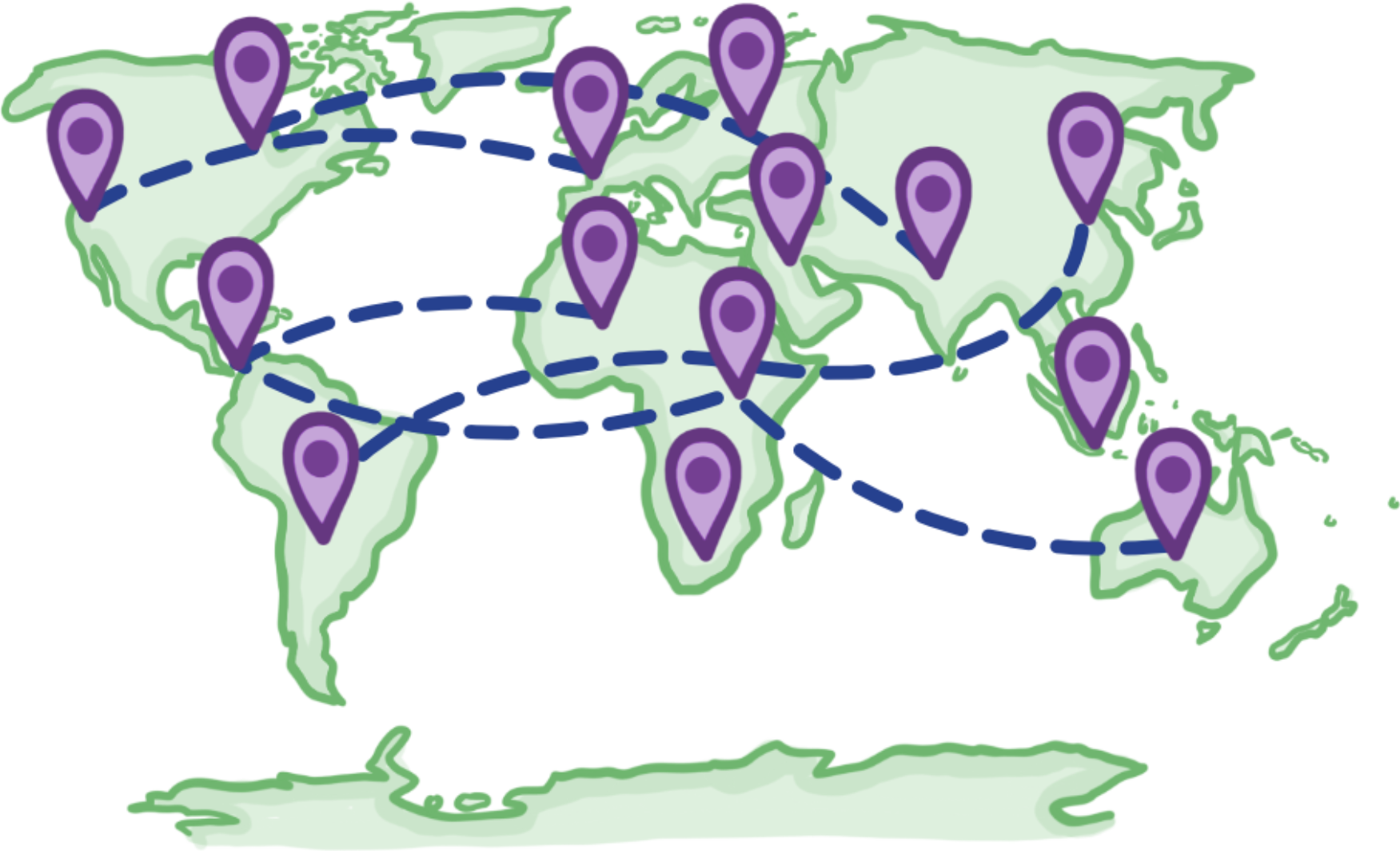 CDC NERD pandemic map of globe graphic.