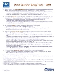 Image of publication Metal Operator Mining Facts - 2003