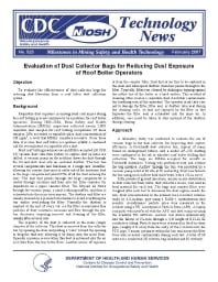 Image of publication Technology News 523 - Evaluation of Dust Collector Bags for Reducing Dust Exposure of Roof Bolter Operators