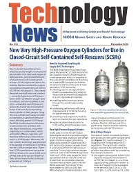 Cover image showing page 1 of Technology News 555: New Very High-Pressure Oxygen Cylinders for use in Closed-Circuit Self-Contained Self-Rescuers (SCSRs). DHHS (NIOSH) Publication Number 2017-111.