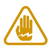 hand with lightning bolt inside of a triangle icon