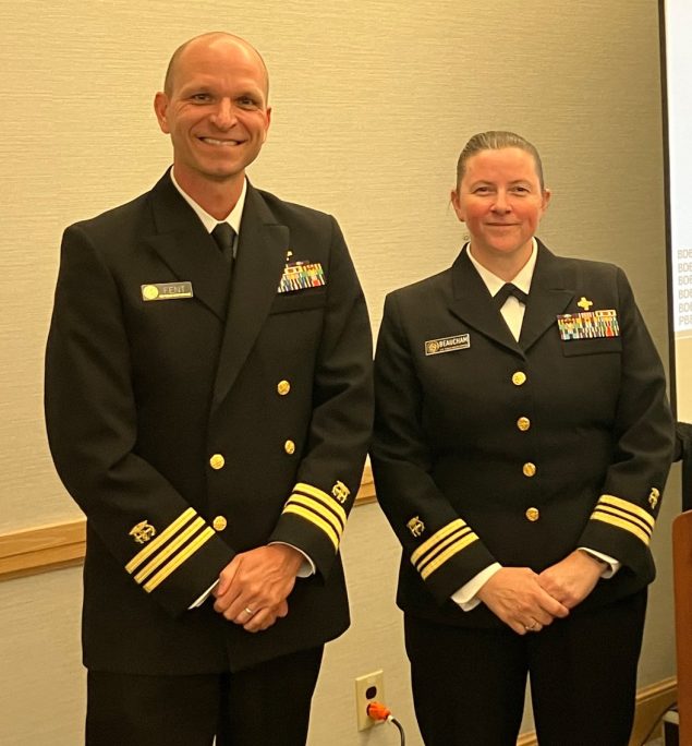 Kenny Fent and Catherine Beaucham shown in uniform standing next to each other.