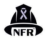 NFR fire helmet with purple cancer ribbon