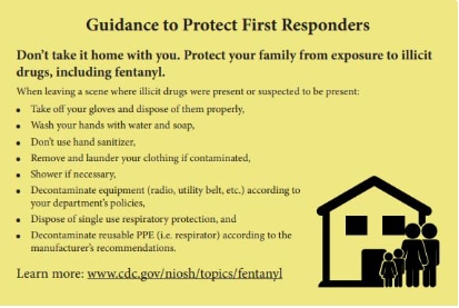 Yellow background with black text explaining how first responders can protect others from exposure.