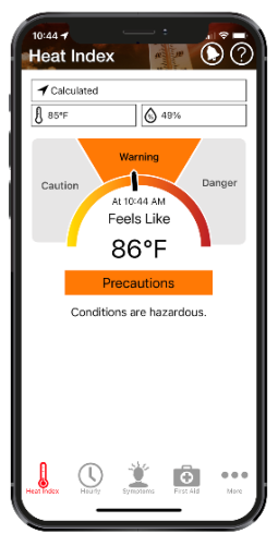 Mobile image of the OSHA-NIOSH heat app