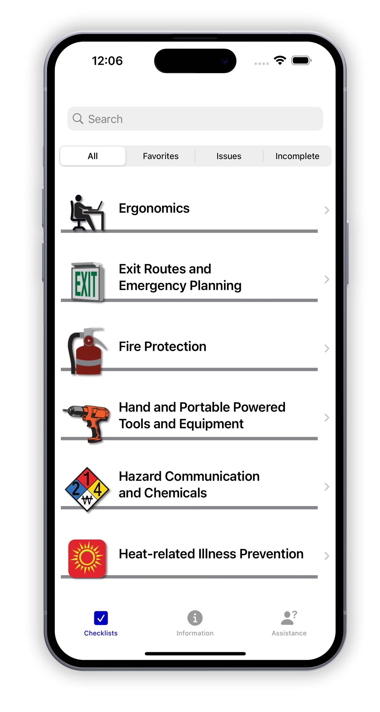 Screen Shot of the OSHA-NIOSH Small Business Handbook App