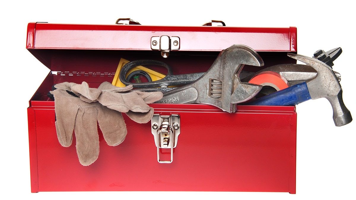 Red Toolbox with variety of tools