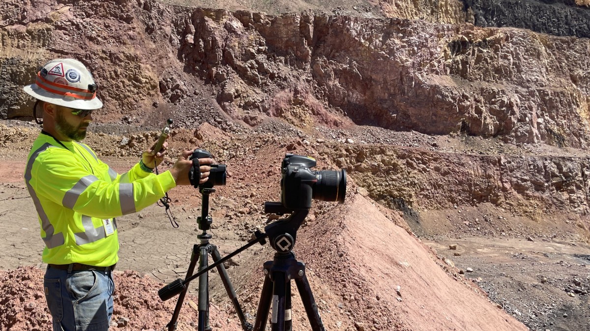 NIOSH researcher collecting infrared data at a surface mine